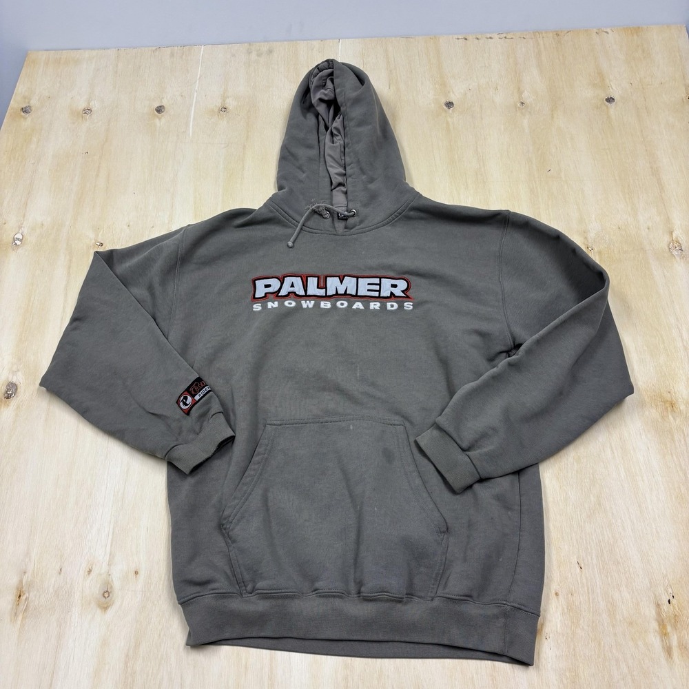 Palmer Rider Wear Hoodie Mens Medium Gray Fleece Pullover Snowboards Sweatshirt